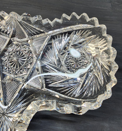 ABP Brilliant Period Cut Glass bon bon dish Antique