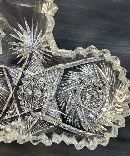 ABP Brilliant Period Cut Glass bon bon dish Antique