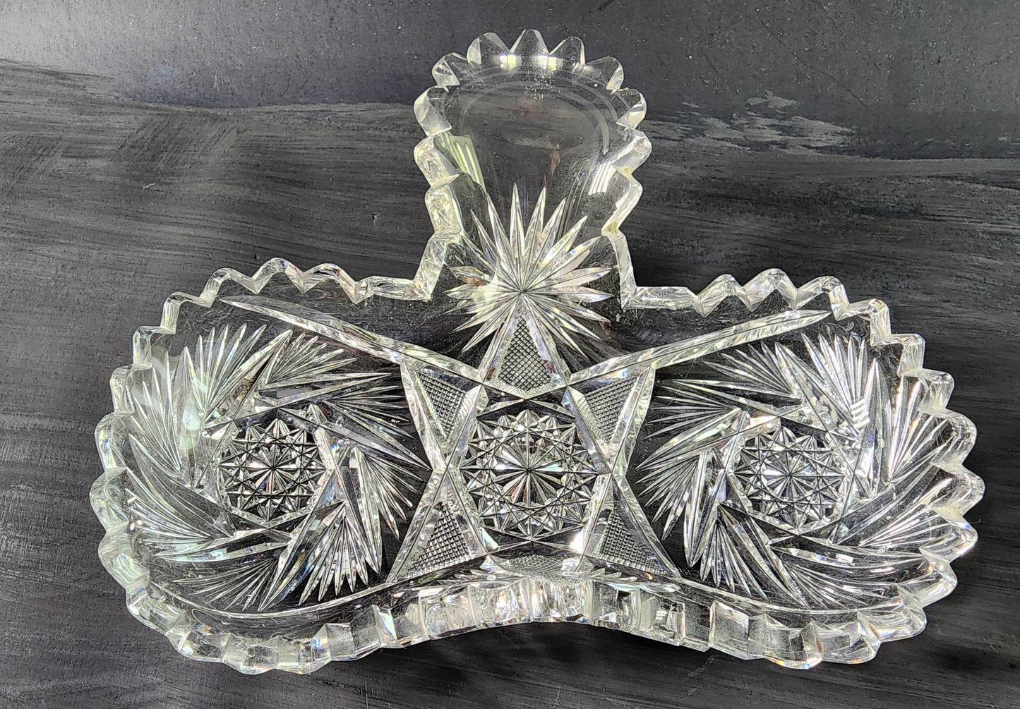 ABP Brilliant Period Cut Glass bon bon dish Antique