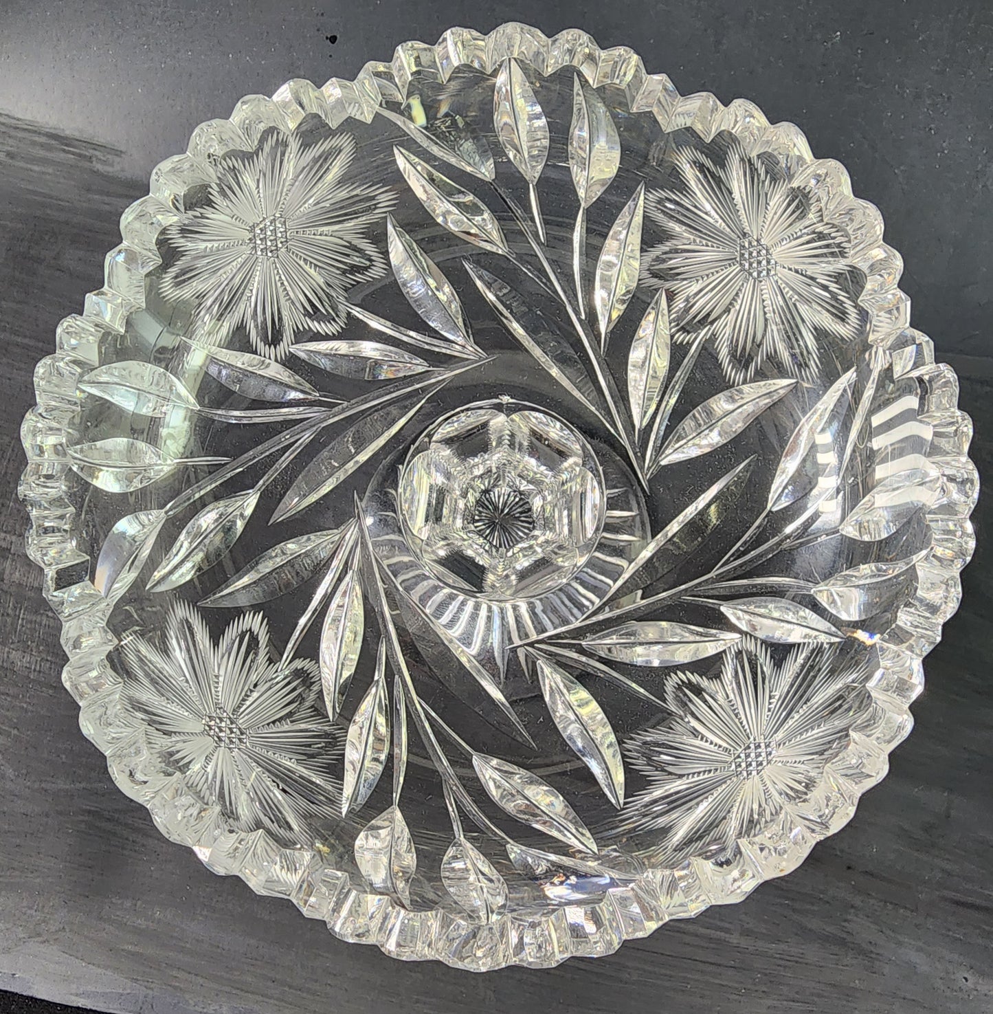 American Brilliant Period Cut Glass compote jon