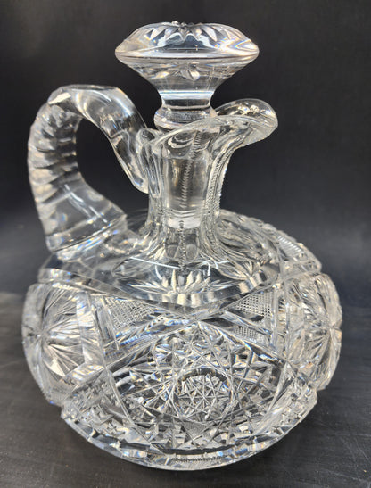 Hand Cut Glass ABP handled squat Decanter