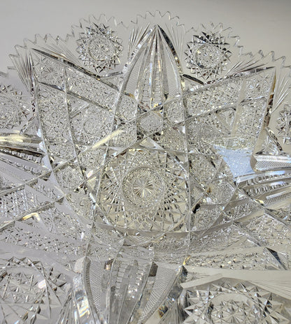 Signed Hoare ABP cut glass bowl Napoleon Hat shape American brilliant blown blank