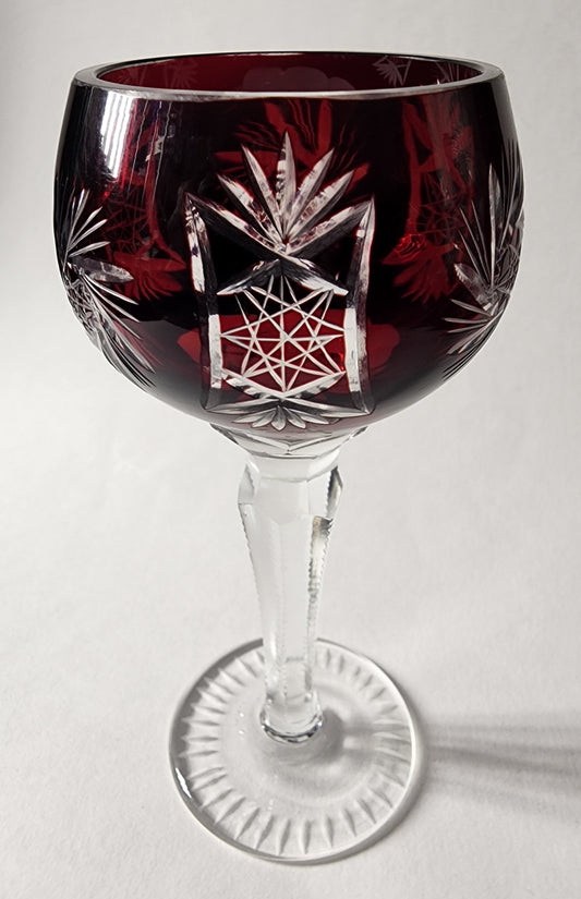 Cut to clear vintage ruby glass cordial / Sherry