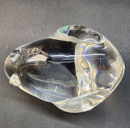 Steuben Signed  Glass frog paperweight
