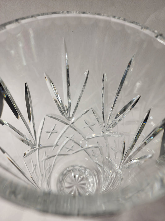 Hand cut glass vase 11"