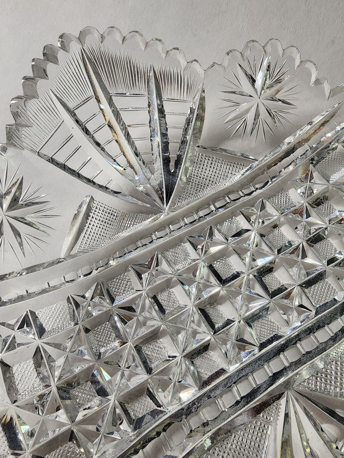 ABP cut glass square bowl American brilliant period 1886 -1915