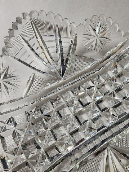 ABP cut glass square bowl American brilliant period 1886 -1915