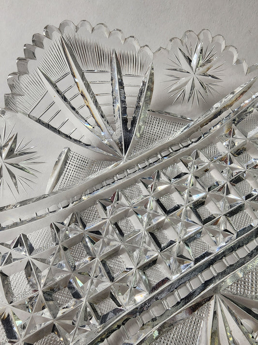ABP cut glass square bowl American brilliant period 1886 -1915