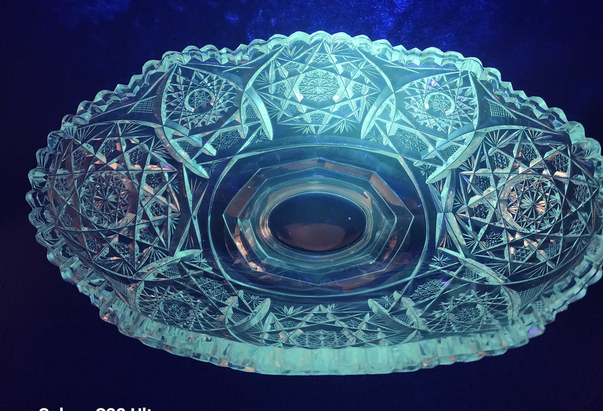 ABP cut glass pedestal oval dish