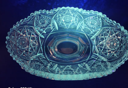 ABP cut glass pedestal oval dish