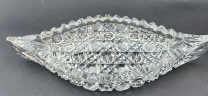 American Brilliant Period hand Cut Glass canoe dish abp antique