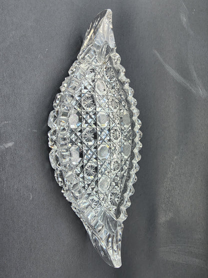 American Brilliant Period hand Cut Glass canoe dish abp antique