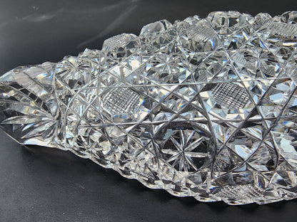 American Brilliant Period hand Cut Glass canoe dish abp antique