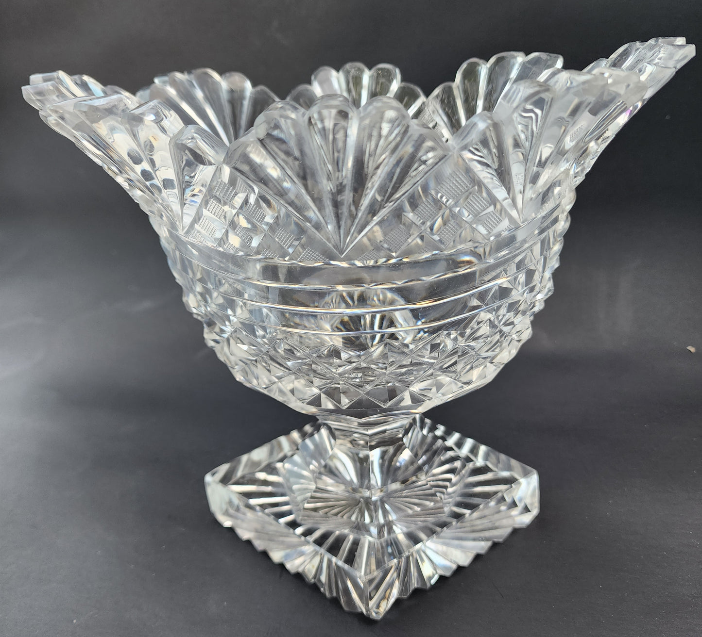 Cut Glass oval compote Anglo Irish / English