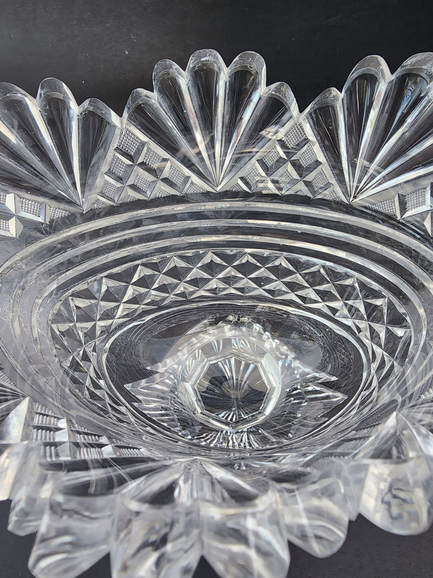 Cut Glass oval compote Anglo Irish / English