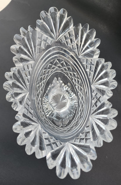 Cut Glass oval compote Anglo Irish / English
