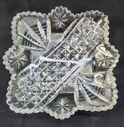 ABP cut glass square bowl American brilliant period 1886 -1915