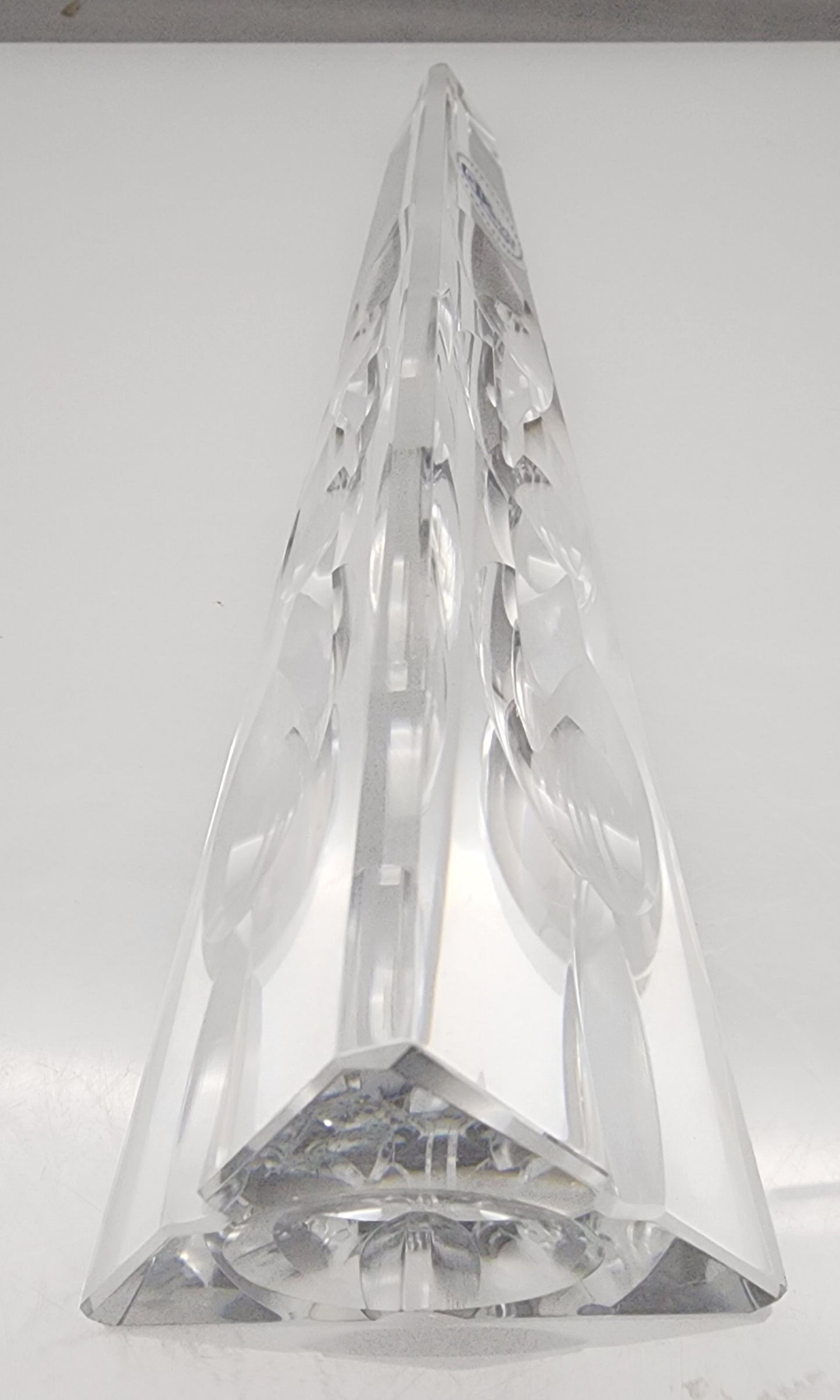 Cut Glass art oblisk optical sculpture signed