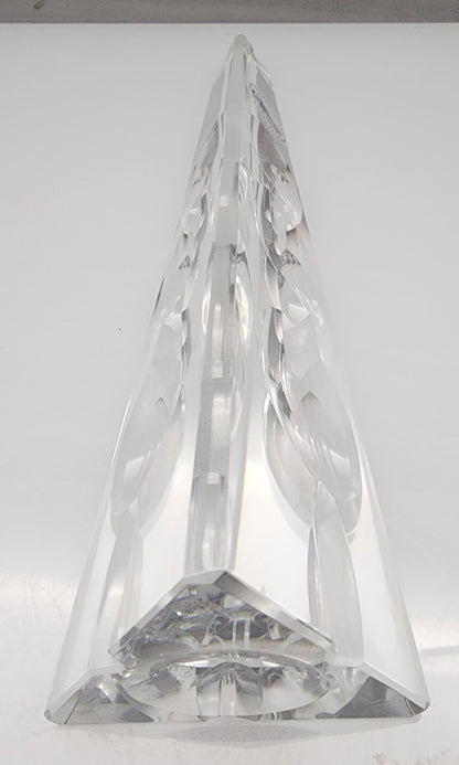 Cut Glass art oblisk optical sculpture signed