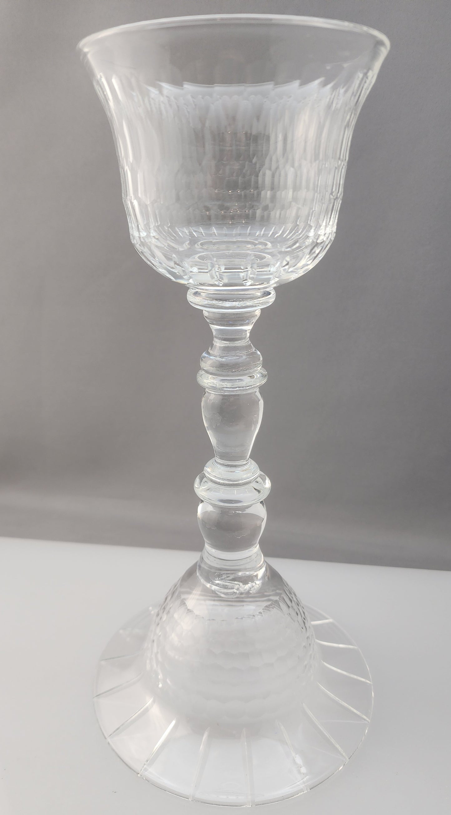 Hand Cut Crystal Chalice Signed O'Rourke 11.5"