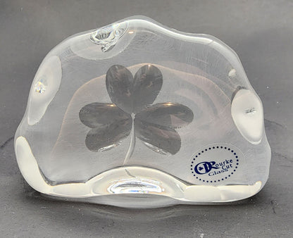 Hand cut glass shamrock paperweight, 24% lead crystal Great gift