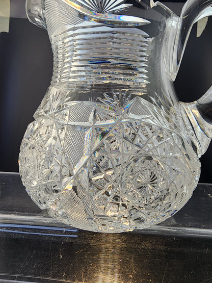 American Brilliant Period Cut Glass Pitcher  Antique