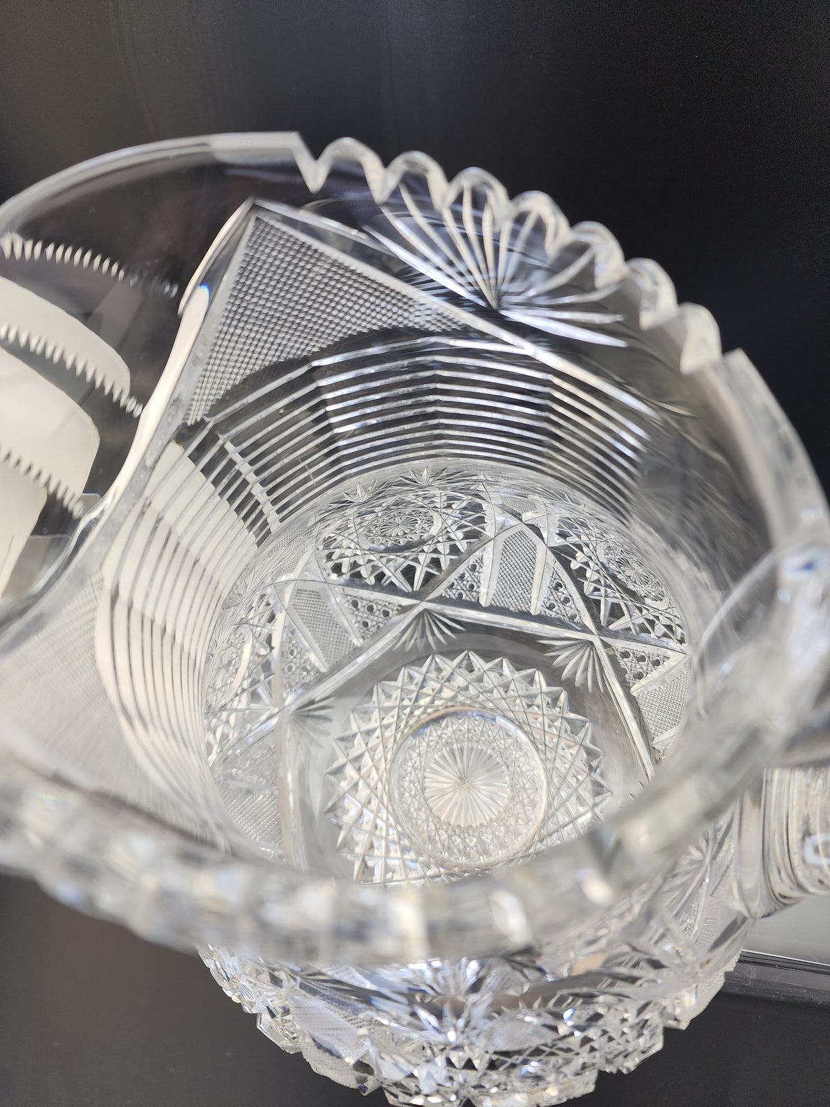 American Brilliant Period Cut Glass Pitcher  Antique