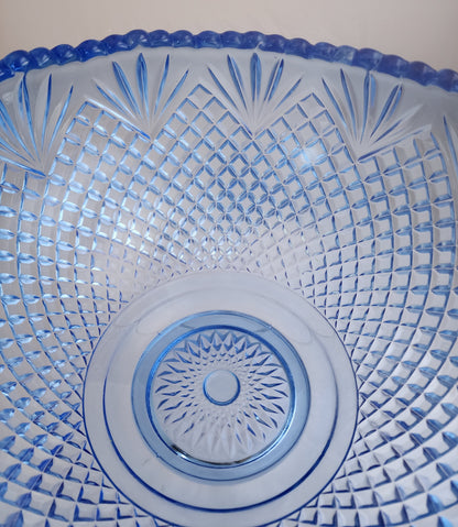L E Smith Glass blue punch bowl, Pick up only