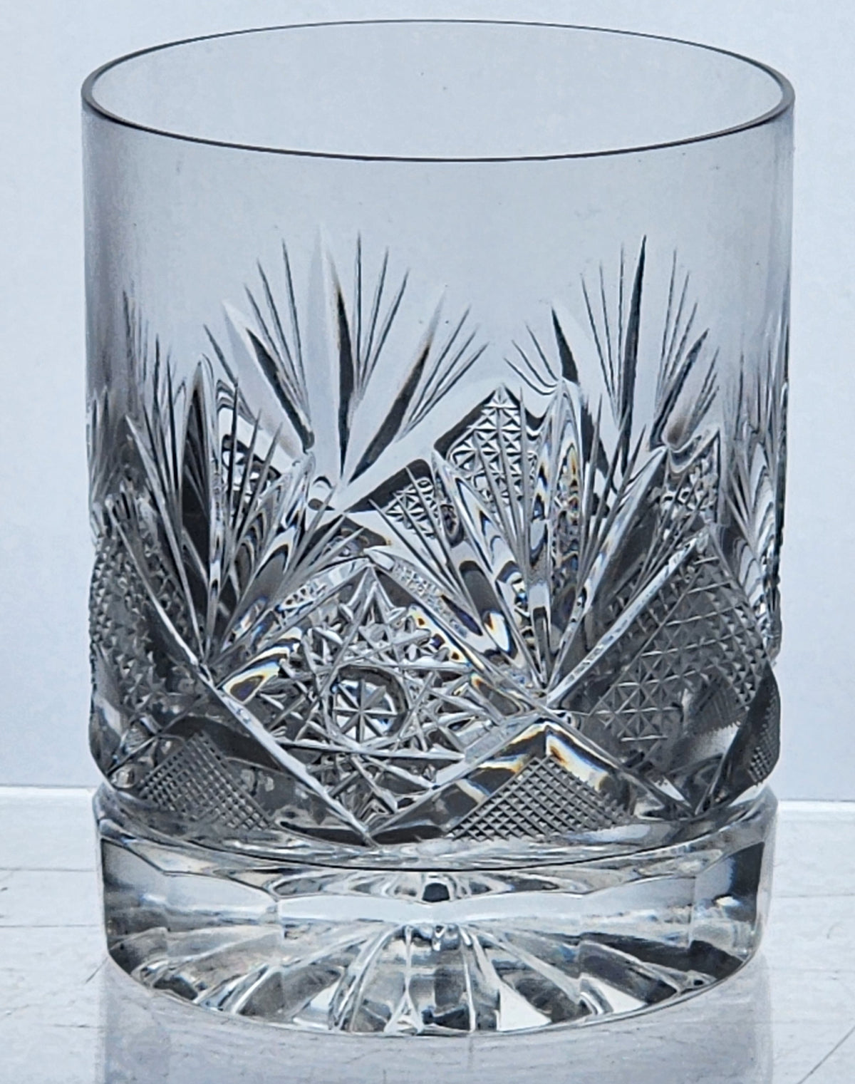 Hand cut Hi Ball glass double on rocks