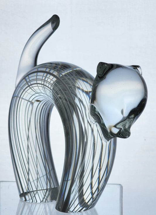 signed Licio Zanetti glass cat figurine as is