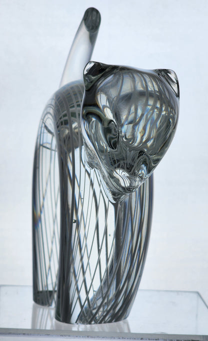 signed Licio Zanetti glass cat figurine as is