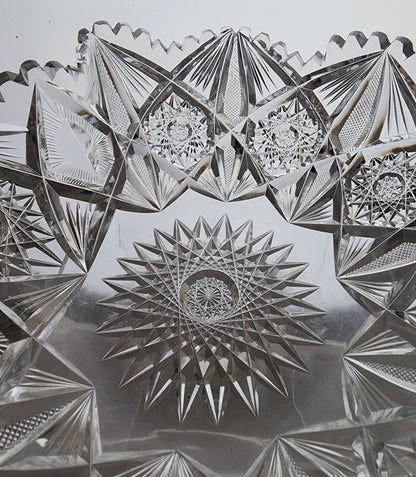 American Brilliant Period Cut Glass odd shape dish  ABP antique