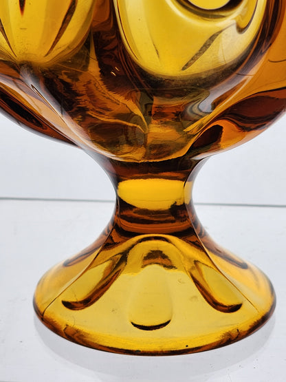 Viking amber 6 petal glass compote