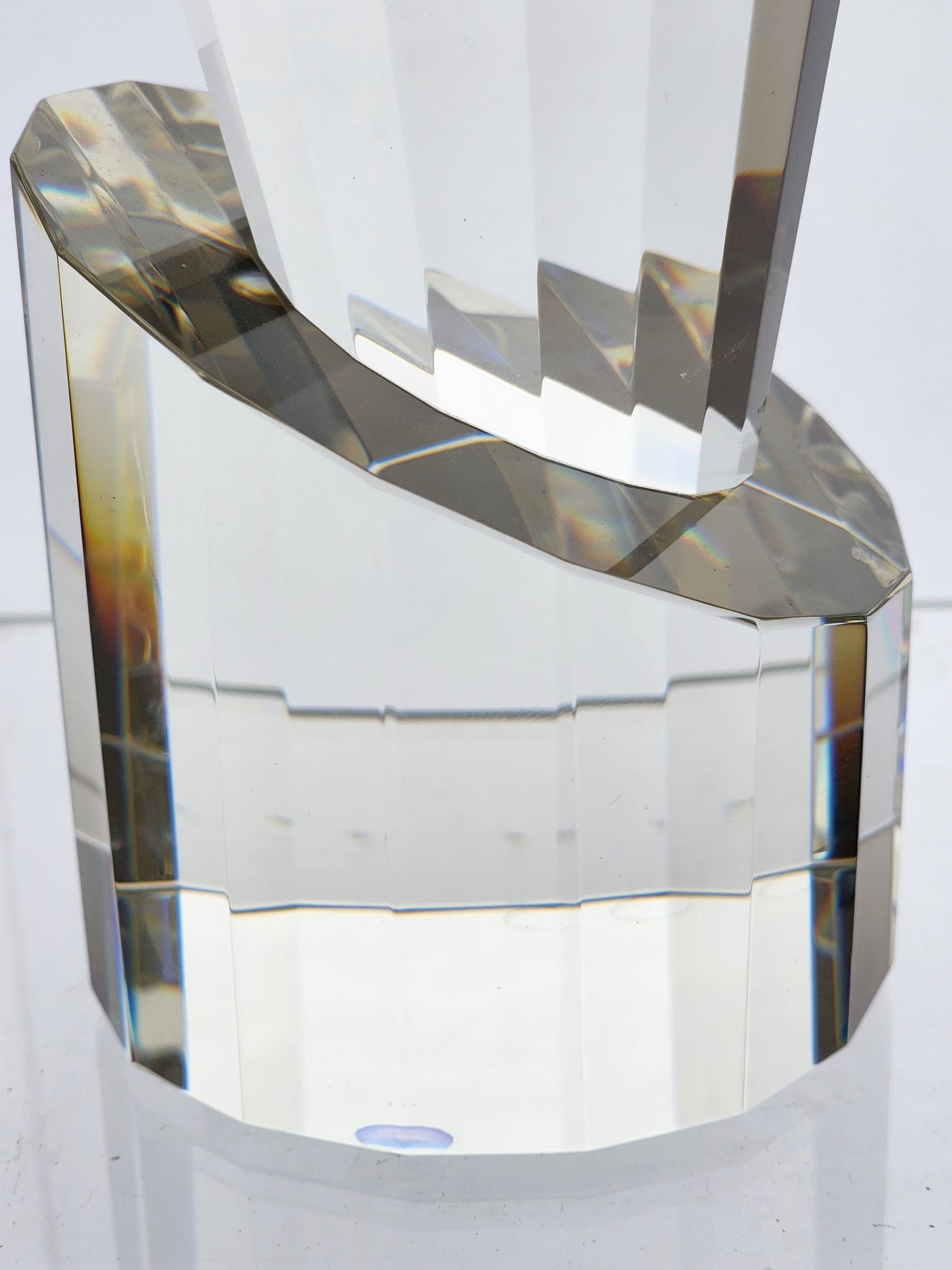 Cut Glass art oblisk optical sculpture signed