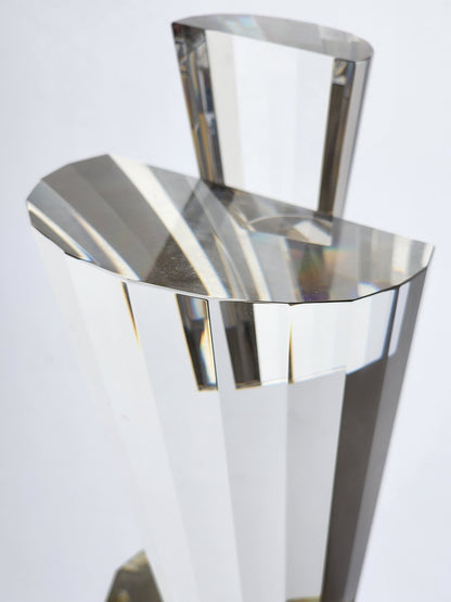 Cut Glass art oblisk optical sculpture signed