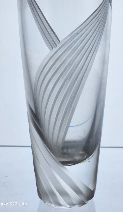 Cut Glass bud vase Lenox USA crystal Windswept Signed
