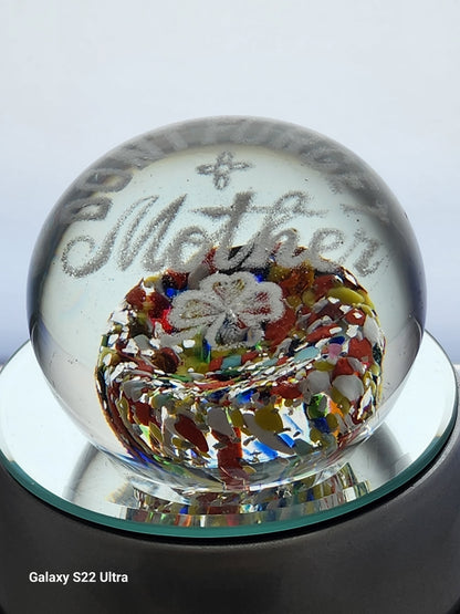 Glass mother paperweight