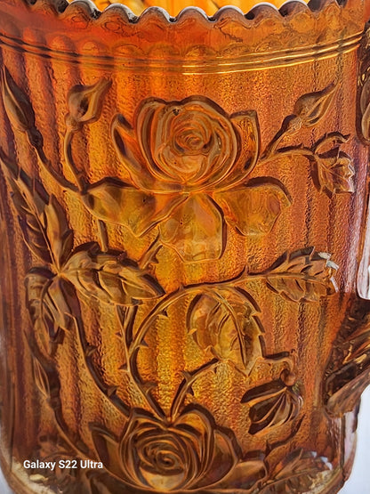 Imperial marigold carnival luster rose pitcher