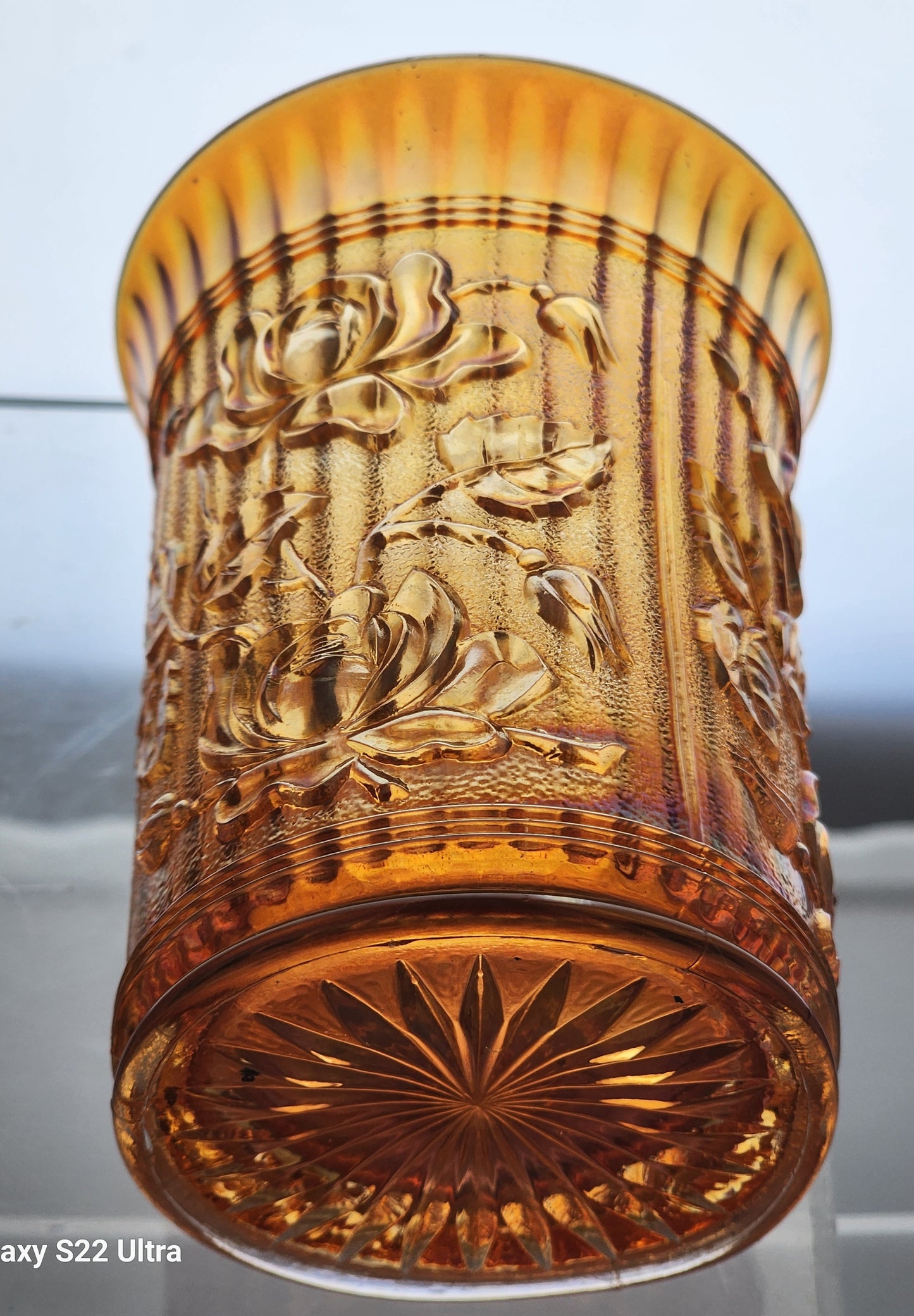 Imperial marigold carnival luster rose tumbler