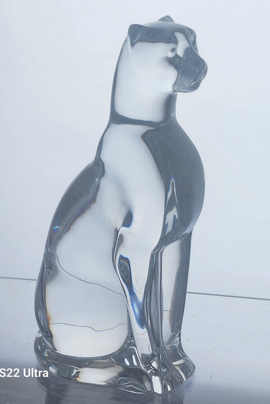 Signed Baccarat glass ART deco Cheetah cat