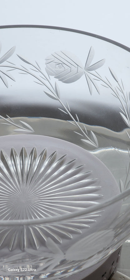 Hand Cut glass bowl signed S.C crystal
