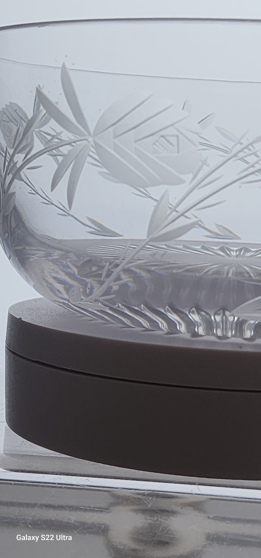 Hand Cut glass bowl signed S.C crystal