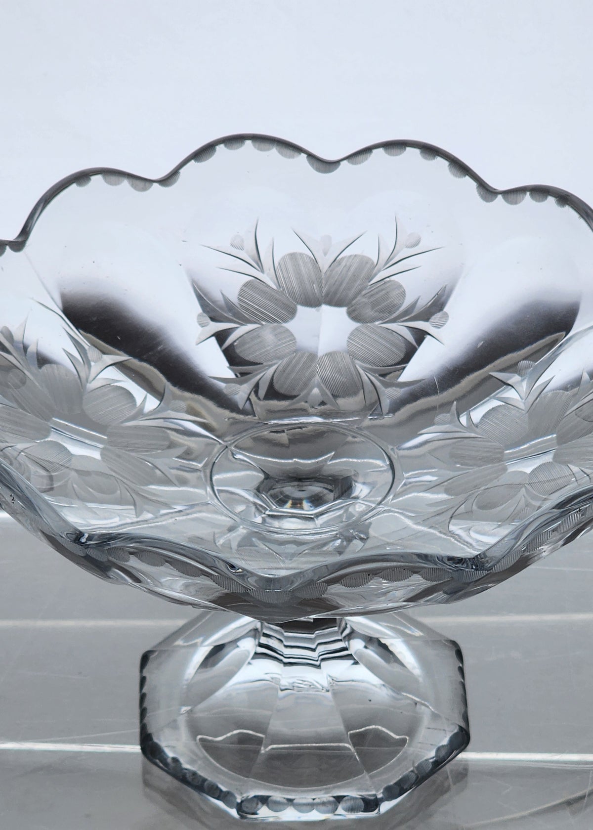 Heisey cut glass compote