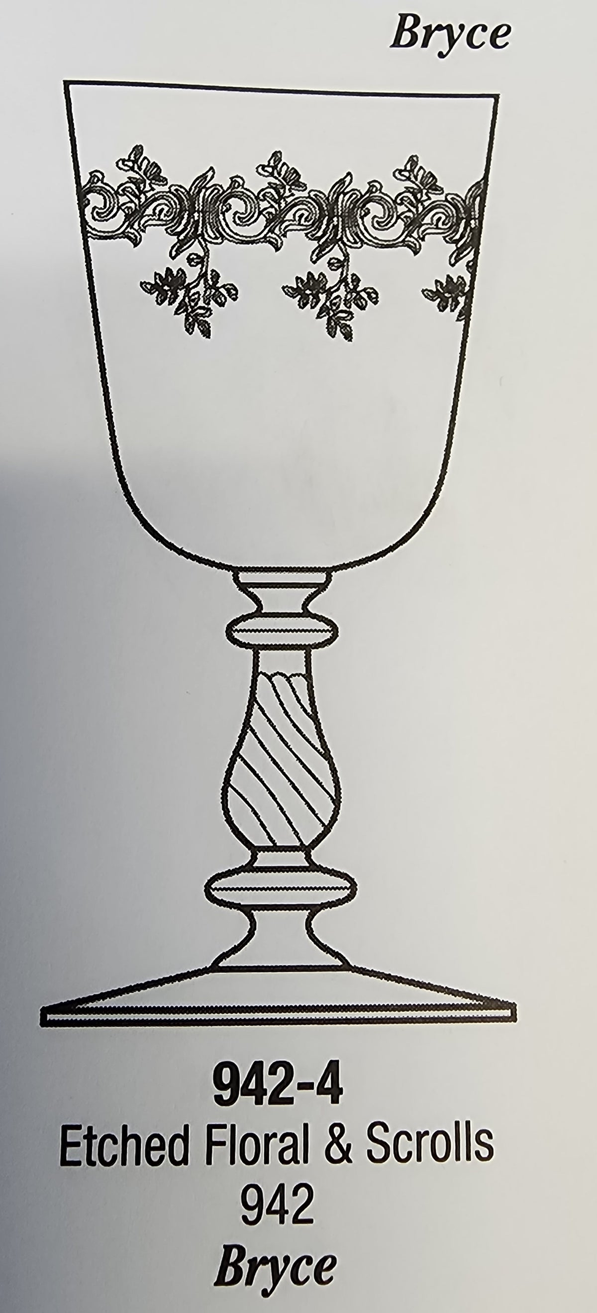 Bryce Crystal cocktail etched floral scroll 942