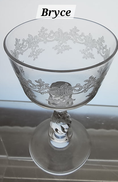 Bryce Crystal cocktail etched floral scroll 942
