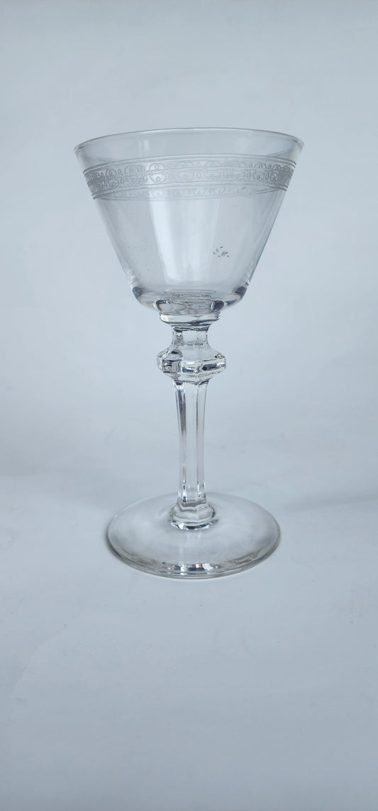 Crystal Etched floral & scrolls 942 wine glass