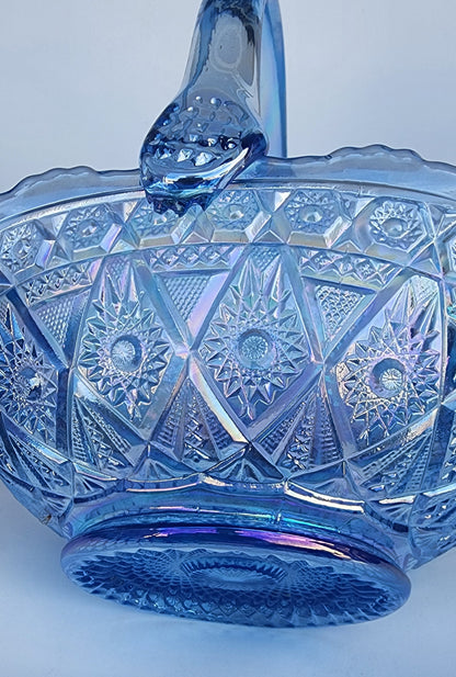 L.E Smith Glass ice blue basket