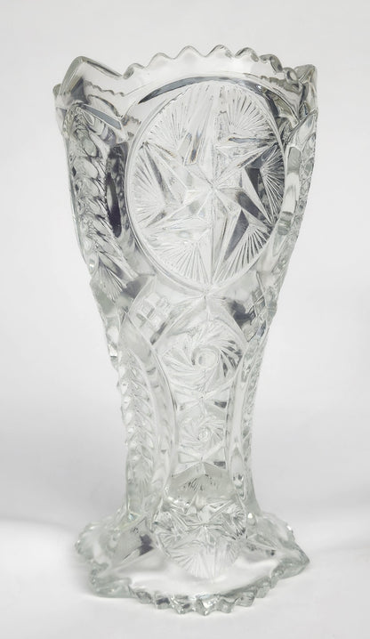 L.E Smith clear Glass vase