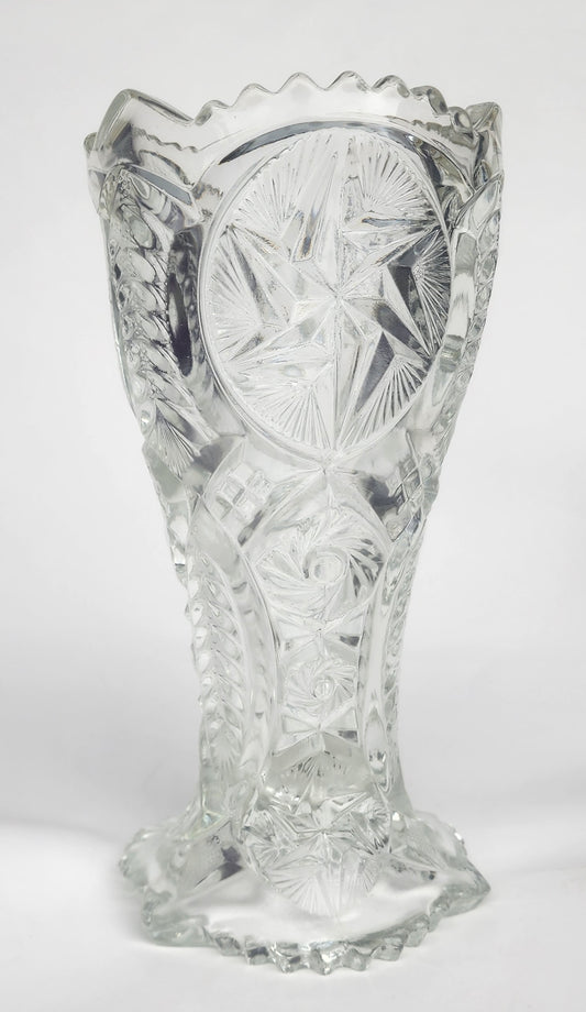 L.E Smith clear Glass vase