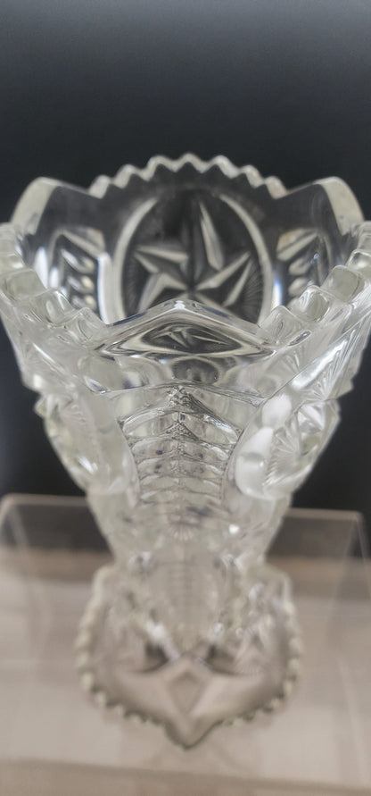 L.E Smith clear Glass vase